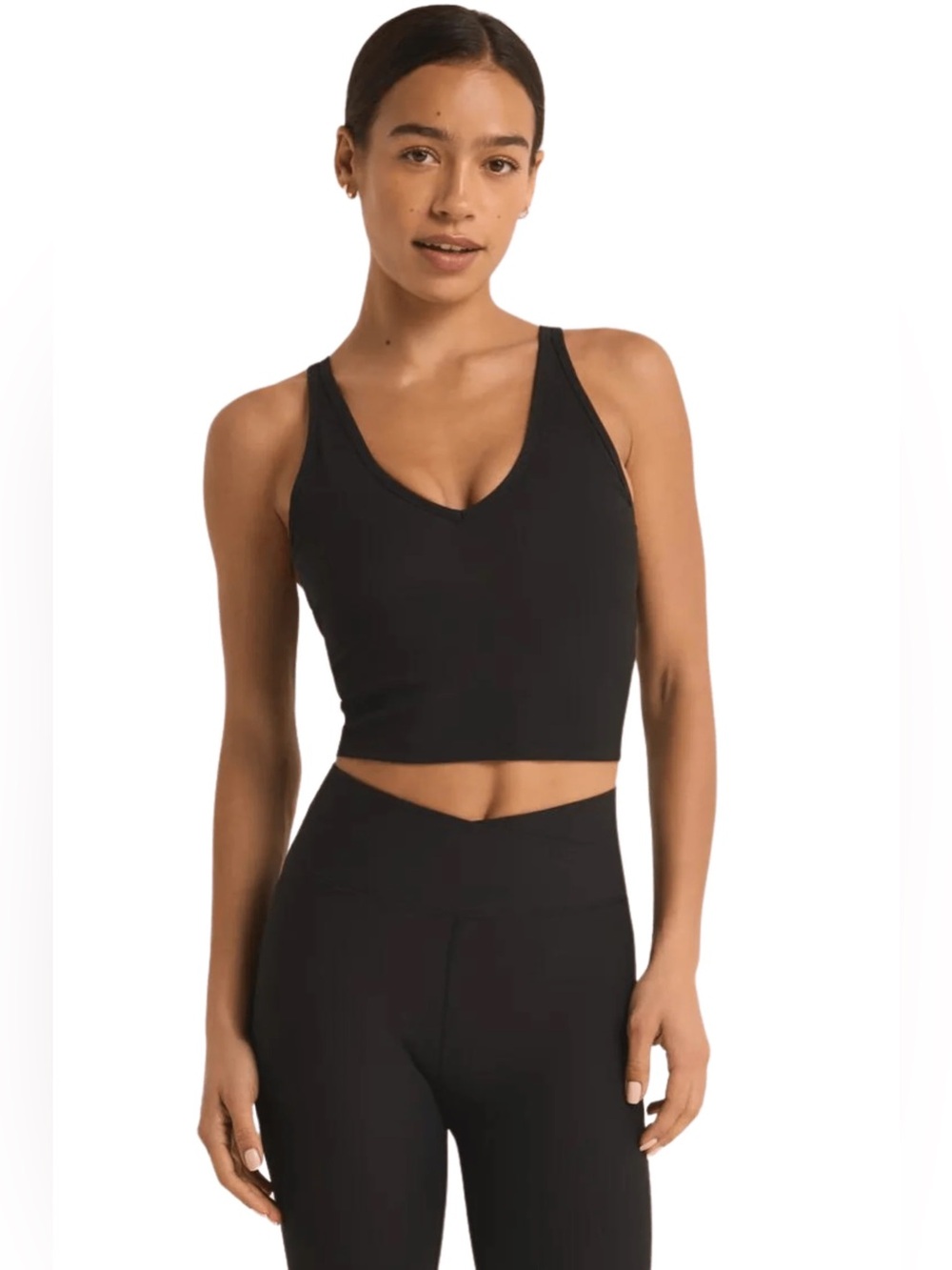 🆕 Z Supply Down To The Wire V-Neck Crop Brami Tank in Black NWT SZ XS